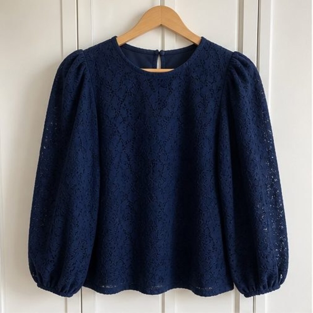 Navy Peplum Top